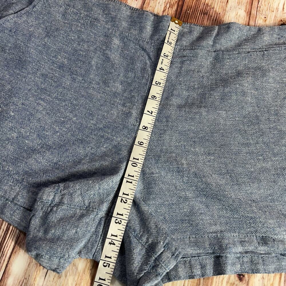 GAP Sz XXL Blue Linen Blend High Rise Elastic Waist Pull On Shortie Shorts 39x4 - Picture 4 of 9